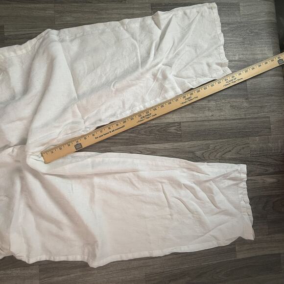 Eileen Fisher White 100% Organic Linen Pull-On Pants Elastic Waist Women - Picture 4 of 8